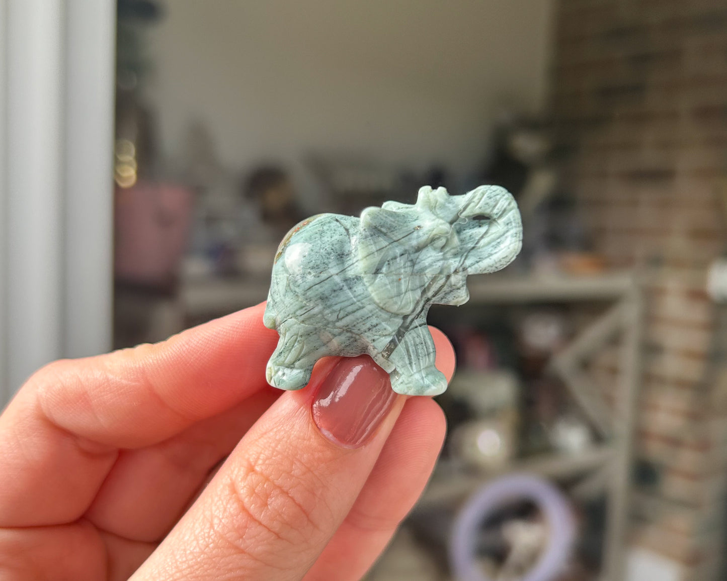 African Bloodstone Elephant Carving