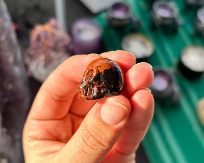 Mahogany Obsidian Mini Skull Carving