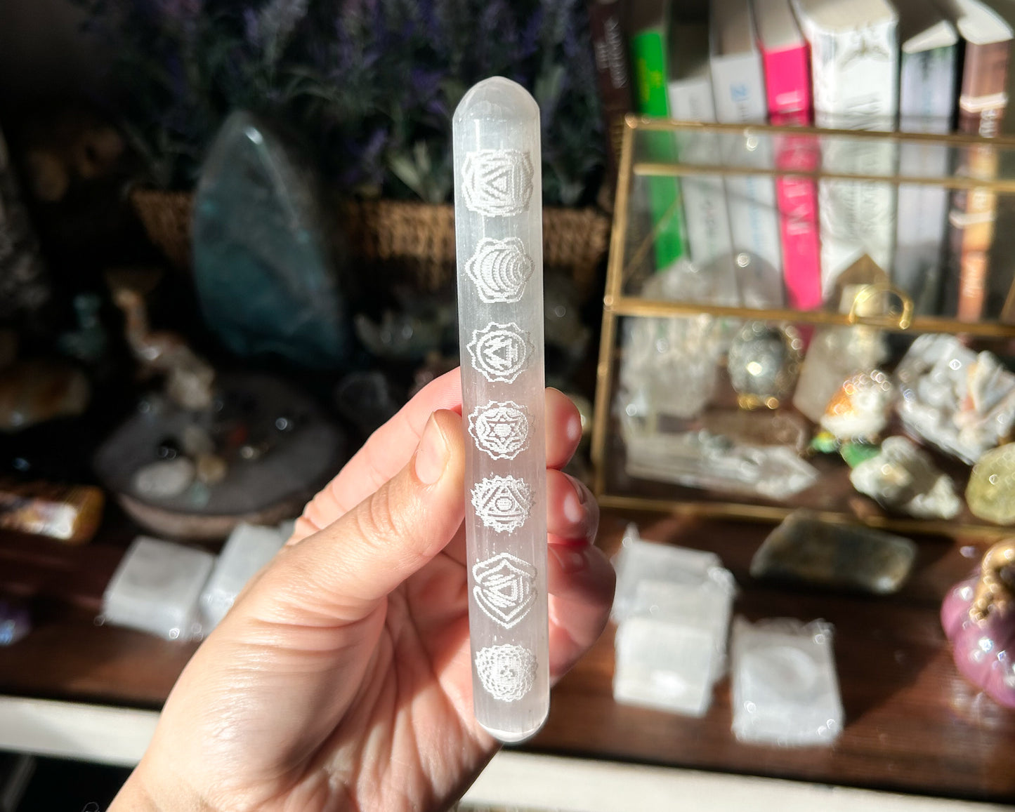 7 Chakra Selenite Cleansing Wand