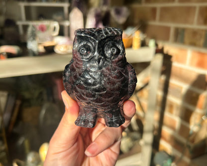 Garnet Owl Carving