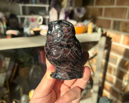 Garnet Owl Carving