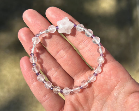 “You’re a Star!” Clear Quartz & Fluorite Stretch Bracelet