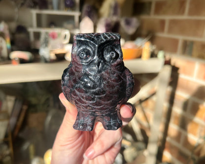 Garnet Owl Carving