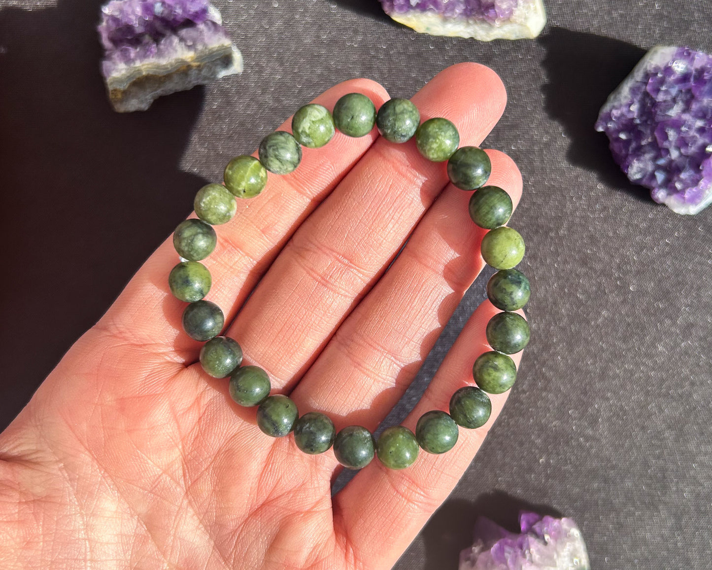 Canadian Jade Stretch Bracelet 6mm or 8mm