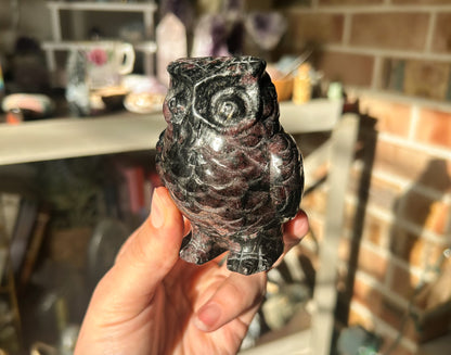 Garnet Owl Carving