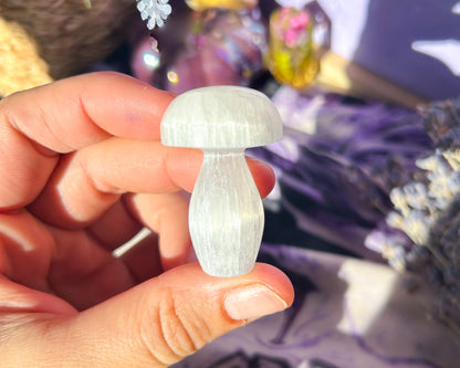 Small Selenite Mushroom Carving