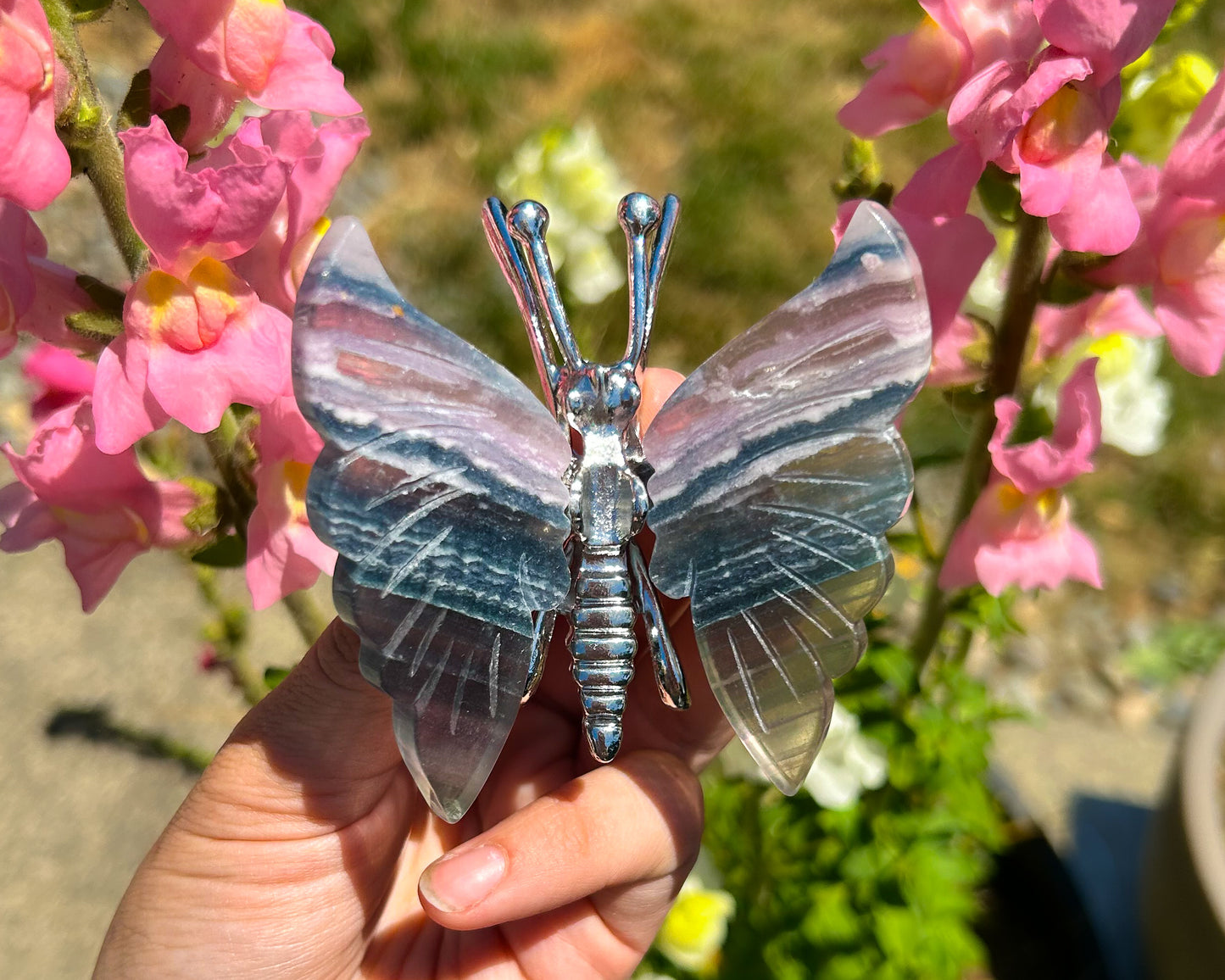 Fluorite Butterfly Carving Stand