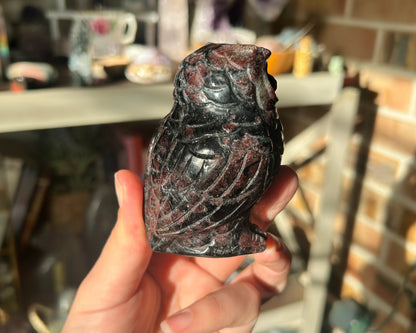 Garnet Owl Carving