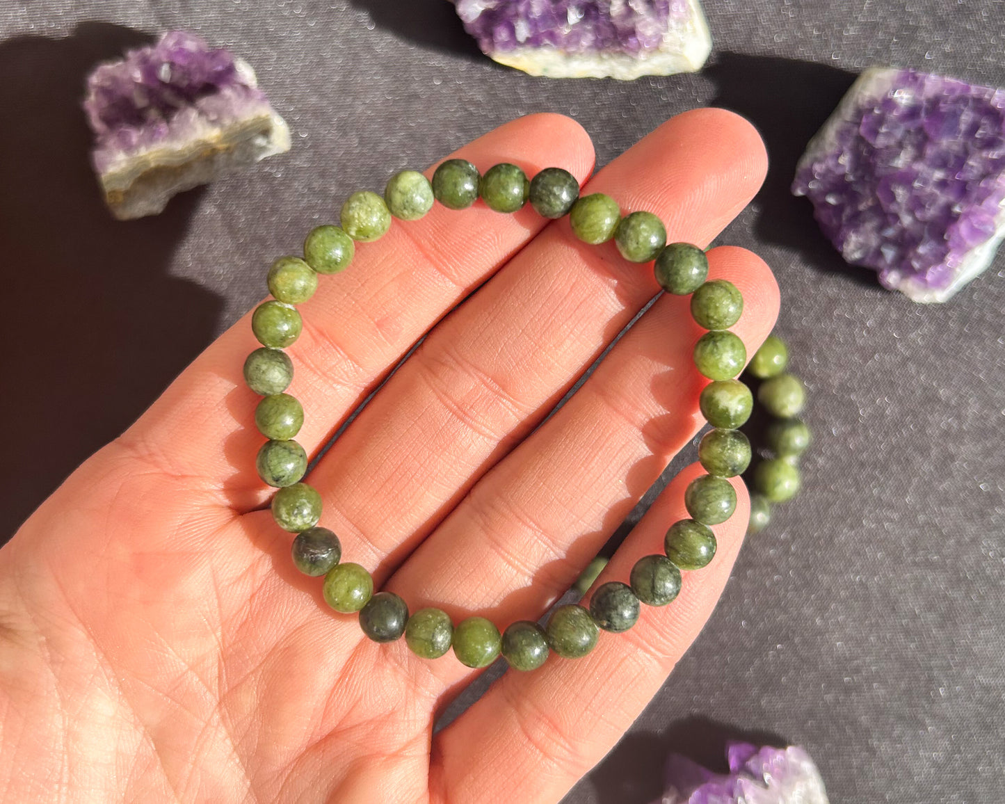 Canadian Jade Stretch Bracelet 6mm or 8mm