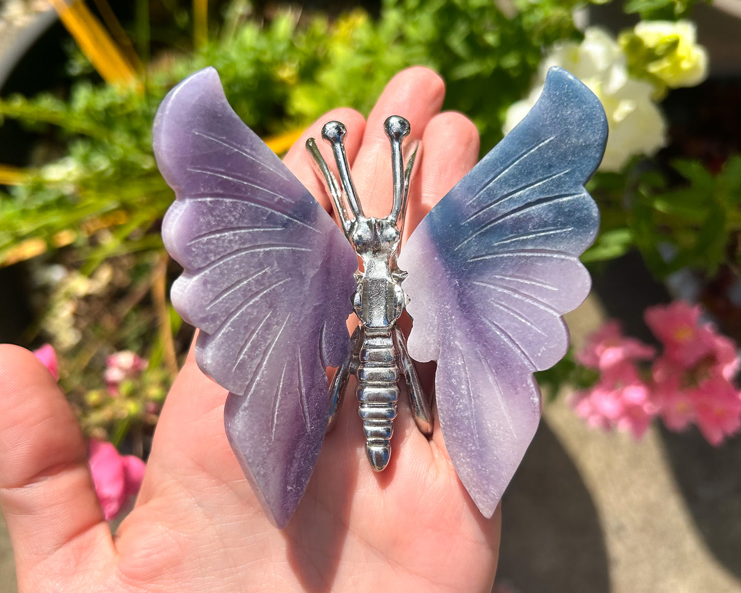 Dreamy Fluorite Butterfly Carving Stand