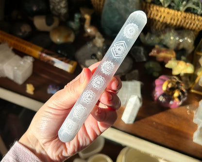 7 Chakra Selenite Cleansing Wand