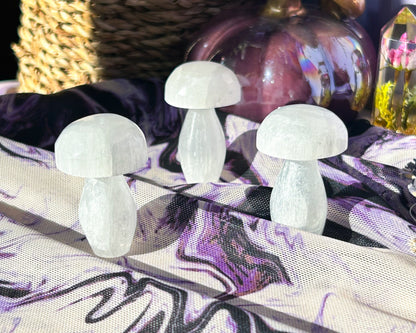 Small Selenite Mushroom Carving