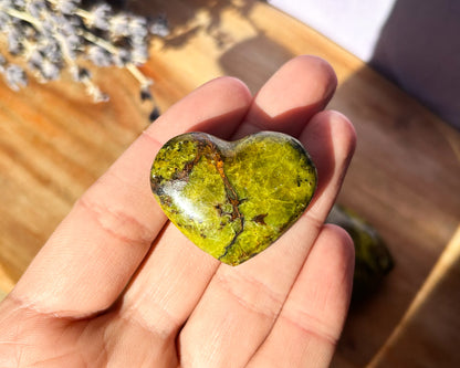 Small Green Opal Heart Pocket Stones