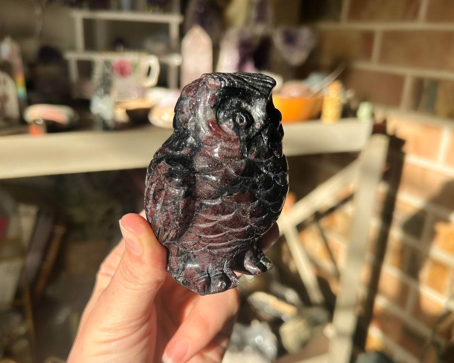 Garnet Owl Carving