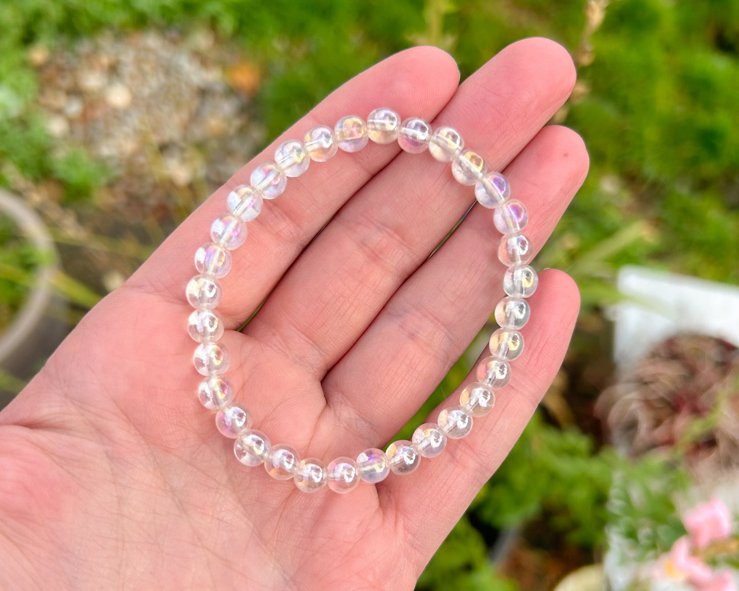 6mm Aura Quartz Beaded Stretch Bracelet