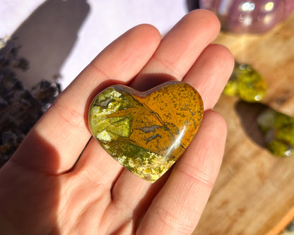 Small Green Opal Heart Pocket Stones
