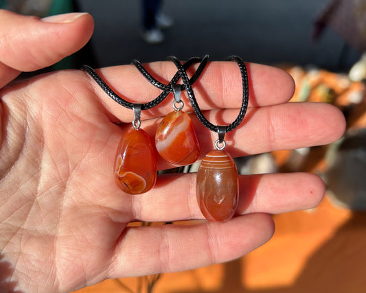 Carnelian Tumble Pendant on 24” Chord