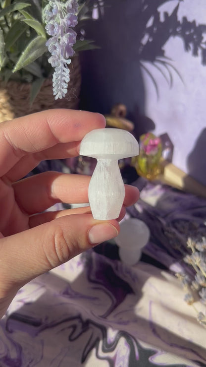 Small Selenite Mushroom Carving