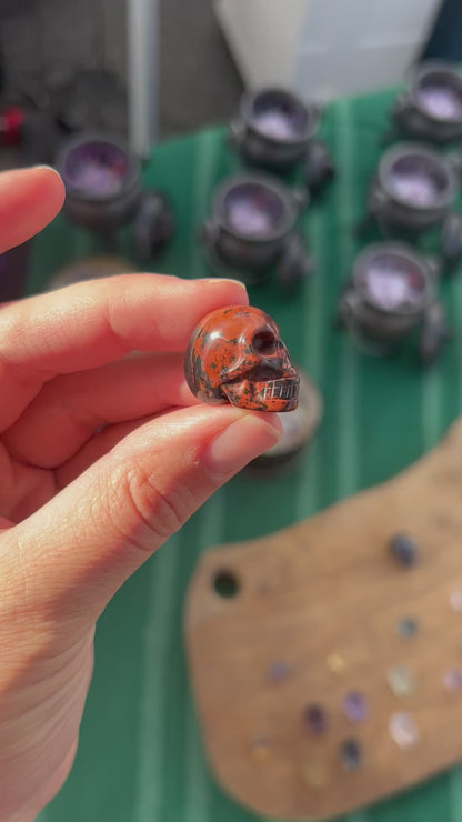 Mahogany Obsidian Mini Skull Carving