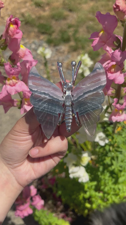 Fluorite Butterfly Carving Stand