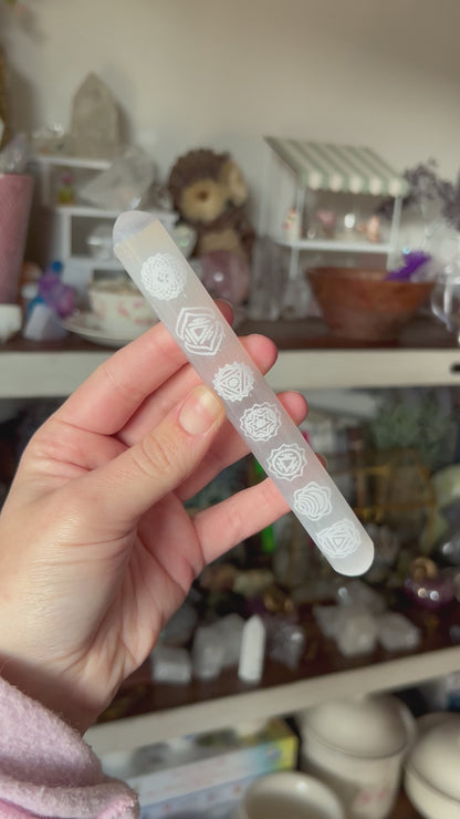 7 Chakra Selenite Cleansing Wand