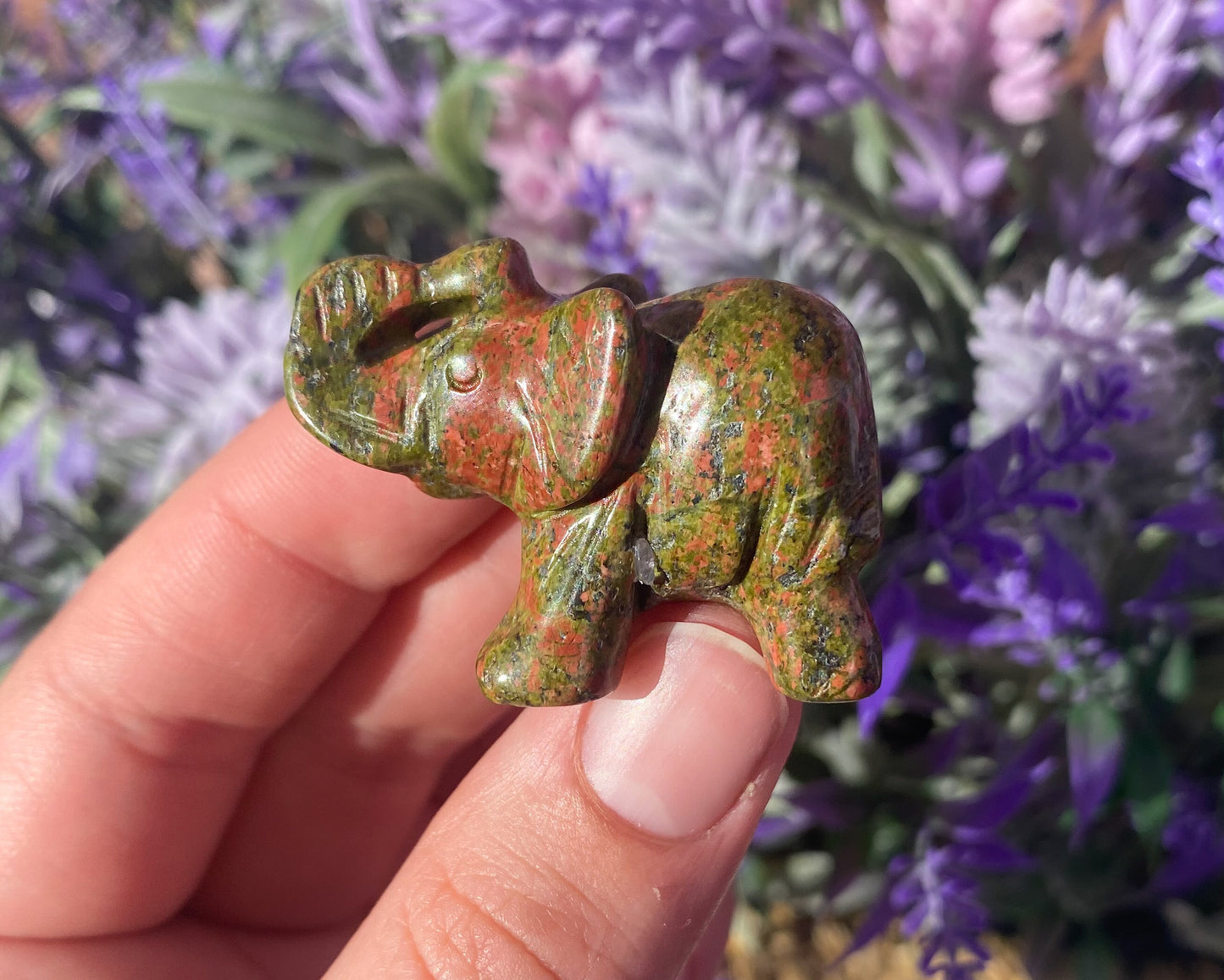 Small Unakite Elephant Carving