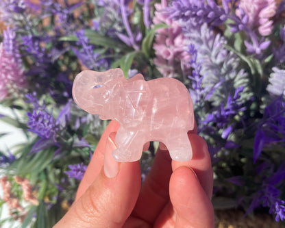 Small Rose Quartz Elephant