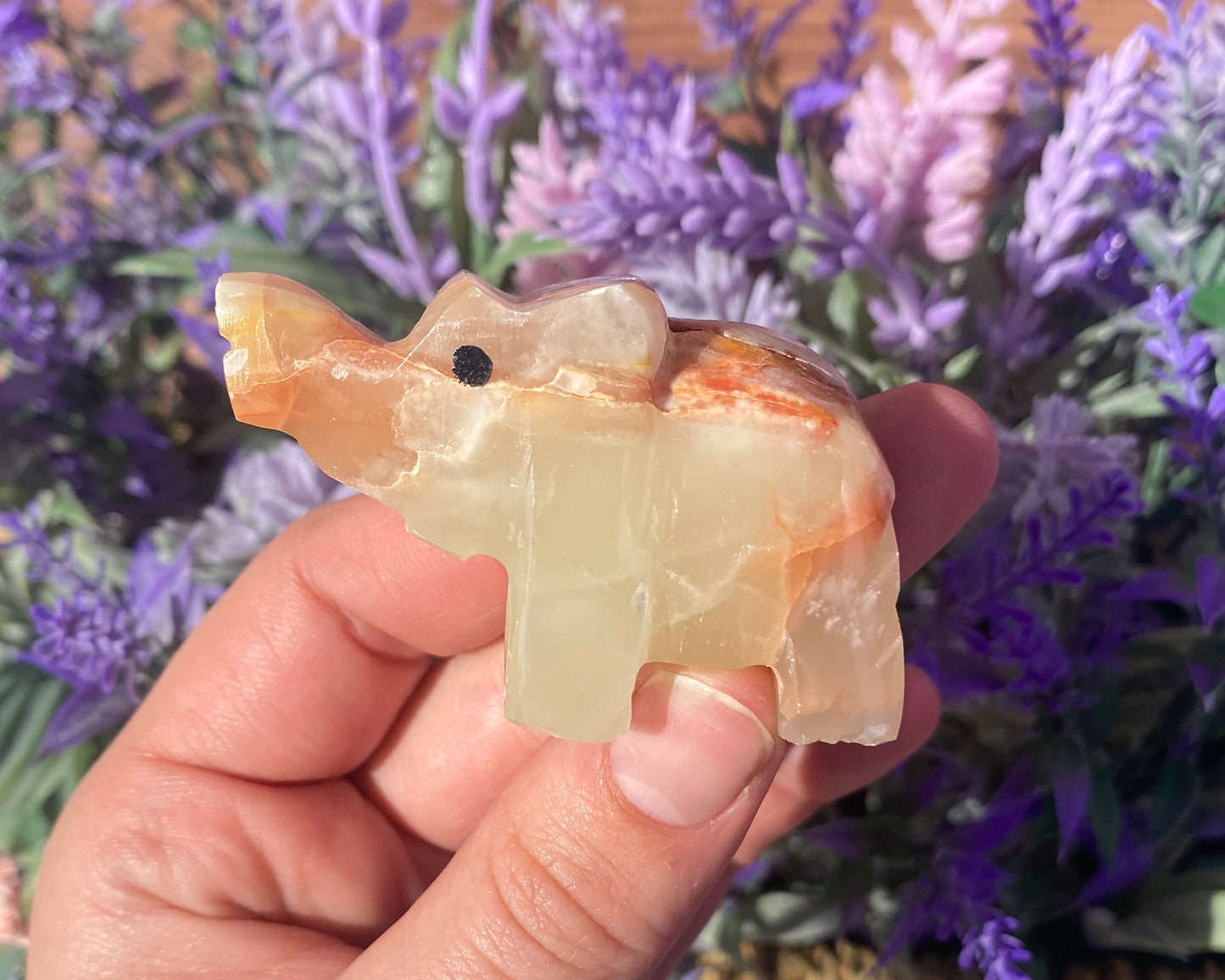 Green Banded Onyx Carved Elephant